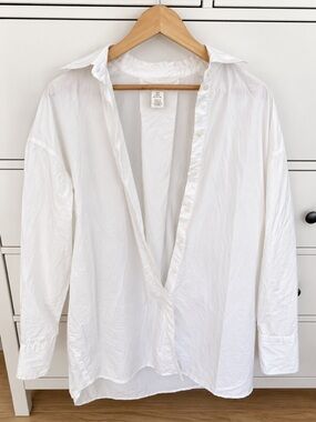 Oversized Women’s White Casual Button-Up Shirt Dress